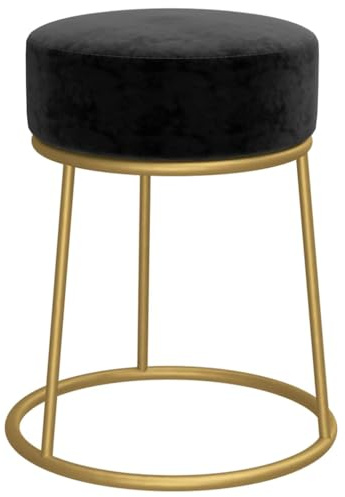 vidaXL Hocker Rund Sitzhocker Polsterhocker Fußhocker Rundhocker Sitzpouf Pouf Puff Sitzpuff Ottomane Schemel für Wohnzimmer Flur Schwarz Samt