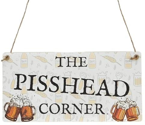 Second Ave Funny Corner Wooden Hanging Rectangle Home Bar Garden Sign Plaque