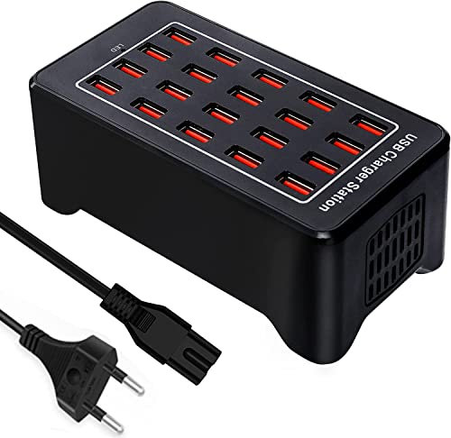 USB-Ladegerät, 20-Port Desktop USB-Ladestation, 100W Multi-Funktions Smart-Ladegerät, geeignet für Samsung S24/S23/S22/S21/iPhone 11/12/13/14/15/16/iPad/Google Pixel/Xiaomi/Oppo/Tablets