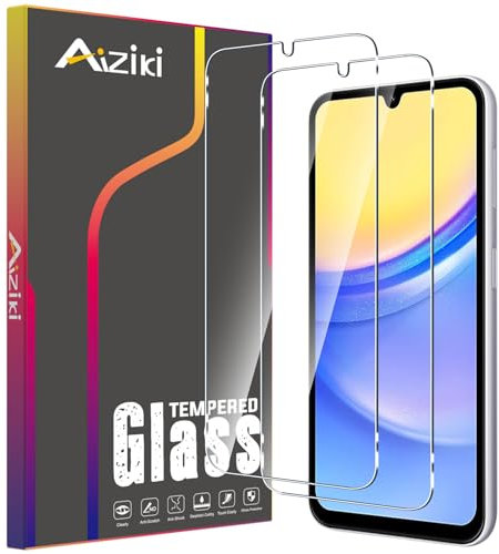 Aiziki Verre Trempé pour Galaxy A15, Lot de 2, Film Protection Écran, (0,33mm HD Ultra Transparent) Dureté 9H Glass vitre protection pour Galaxy A15