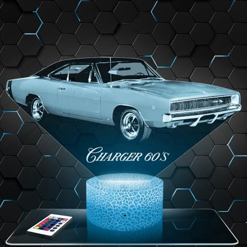 Lampephoto.fr - Auto DodgE. C 1960s 3D Lampe, Touch Nachtlicht, AutoDekoration, Auto Geschenk, 3D Led Illusion Geschenkidee Weihnachten Geburtstag Junge und Mädchen