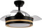 ABRILA - Ventilador DC VIPER | Color Negro/Color Madera con tres Aspas Desplegables | Ventilador 6 Velocidades Ajustables | con 3 Temperaturas de Luz | Mando a Distancia Incluido