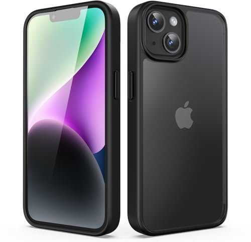 TIIXXA Matte Case for iPhone 14 6.1-Inch, Shockproof Drop Protection, Frosted Translucent Back Phone Cover, Anti-Fingerprint (Black)