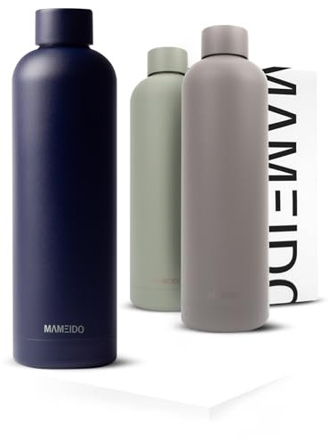 MAMEIDO Gourde Isotherme 750ml - Bouteille Isotherme inox, étanche, sans BPA, conserve le froid à 24h, la chaleur 12h (Dark Night, 0,75l)