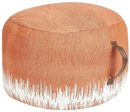 Beliani Pouf aus Baumwolle orange/weiß 50 x 30 cm mit Griff handgefertigter Hocker Kawai