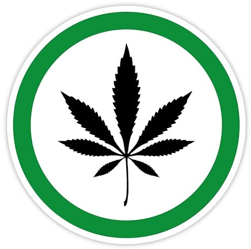 Aufkleber Hinweis „Cannabis/Hanf erlaubt“ Sticker Folie selbstklebend, grün/sw | Ø5-30cm Made in Germany, Größen Name: Ø30 cm