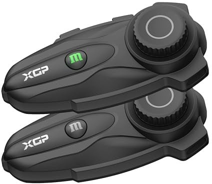 XGP X10 Mesh 10 Personen Motorrad Bluetooth Headset V5.3, 3000m Motorradhelm Bluetooth intercom mit Audio-Multitasking/Musik Sharing, Motorrad intercom für Ski, mit GPS/Navigation, Doppelpack