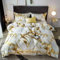 Boqingzhu 3D Bettwäsche 135x200cm Gold Weiß Marmor Muster Optik Wende Bettwäsche Set Aesthetic Edel Mann Teenager Bettbezug und Kissenbezug 80x80cm mit Reißverschluss