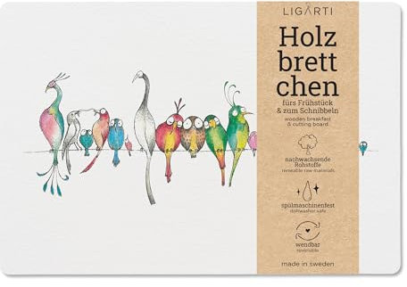 Ligarti® Frühstücksbrettchen aus Holz | Nachhaltiges Frühstücksbrett 22x15 cm, ideal für köstliche Frühstücksmomente | Hergestellt in Schweden, spülmaschinenfest