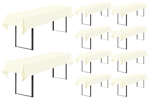 Showgeous 10 Stück Biertisch Tischdecke universal für 50cm u.70cm Biertische Hussen für Biertisch Biertischhussen Biertisch-Husse Bierzeltgarnitur Rechteckige Tischdecken Waschbar 100x260cm(Elfenbein)