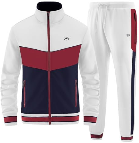 ANOTWENER Herren Trainingsanzüge Sets lässig lange Ärmel voller Reißverschluss Jacke und Jogginghose Jogginganzug Sport Outfits JW-7151-2XL