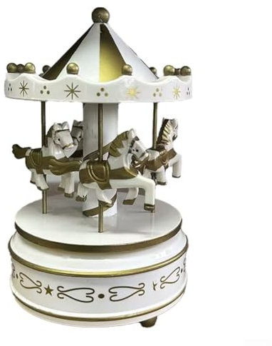 Beautifully Crafted Carousel Music Box With Wooden Mechanism And Charming Rotating Horse(K0211)