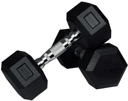 wuuhoo® Hexagon-Hanteln Dorian 2,5-27,5 kg Robuste, gummierte Gusseisen-Hanteln für Krafttraining zu Hause, ergonomischer Griff, perfekt fürs Homegym, auch als 2er-Set erhältlich 2 x 5 kg