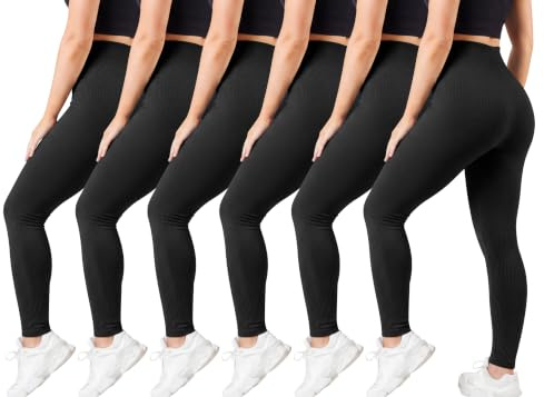 Love My Fashions® Women's 6 Pack Super Soft High Waisted Elasticated Tummy Control Winter Warm Thick Fleece Lined Seamless Full-Length Leggings for Workout & Running