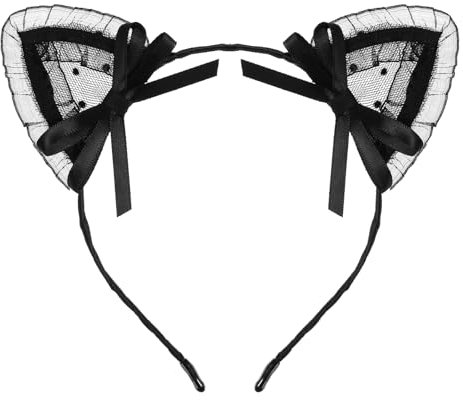 InnoHHustle Katzenohren Haarreif Cat Ears mit reizvollen Spitzen und leichten für Mädchen Damen Kostüm Parteien Deko und Mädchen zum Karneval/Fasching & Halloween