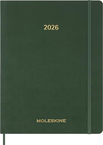 Moleskine Essential Planner 2025-2026, Agenda Settimanale Verticale 15 Mesi, Con Slot Orari Giornalieri, Copertina Flessibile, Colore Verde Mirto, Formato XXL 23,5x28,14