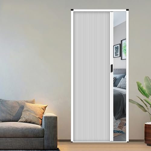 Ausziehbare Akkordeon-Tür für Tür, 86,4 x 198,1 cm, weiß, Falttür mit Griff und Zellstoff, ideal für Schlafzimmer, Badezimmer, Küche, Büro, Wohnmobil, platzsparender Raumteiler