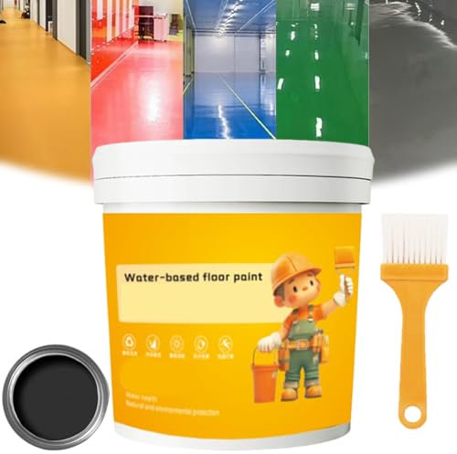 LXCJZY Waterproof Water-Based Epoxy Floor Paint, 300g Water Based Floor Paint, Multipurpose Concrete Floor Paint, Quick-Dry Anti-Slip Garage Floor Paint for Interior & Exterior (Black)