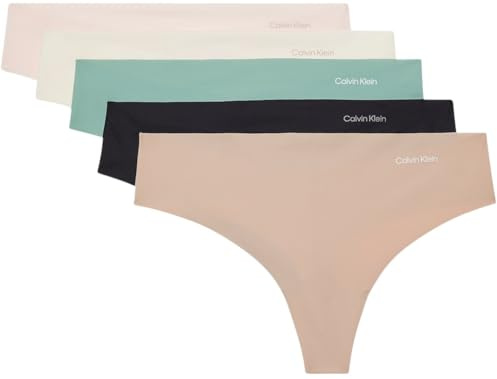 Calvin Klein Women's 5 Pack Thongs with Logo Waistband
