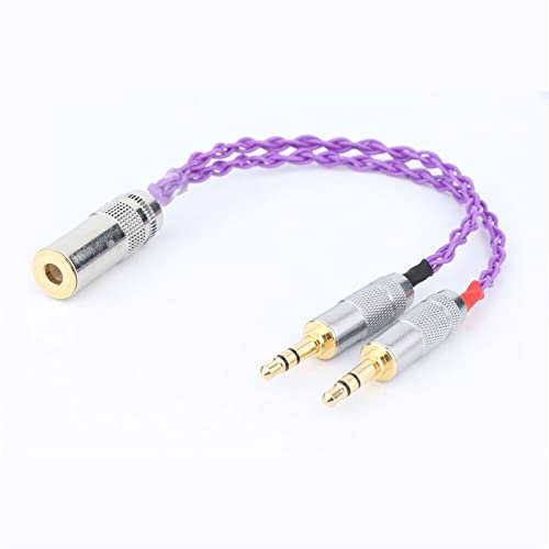 DREEK HIFI Single Crystal Copper Silver Plated 2x3.5mm Male To 4.4mm Balanced Female Audio Adapter Cable For Chord Mojo Player(Purple,2 Meters)
