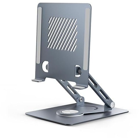 jumper Tragbarer Tablet-Ständer, um 360° drehbar, faltbar, verstellbar, Reise-Tablet-Ständer (Metall + Kunststoff), mechanischer Soundeffekt, für Handys und Tablets von 4-12,9 Zoll