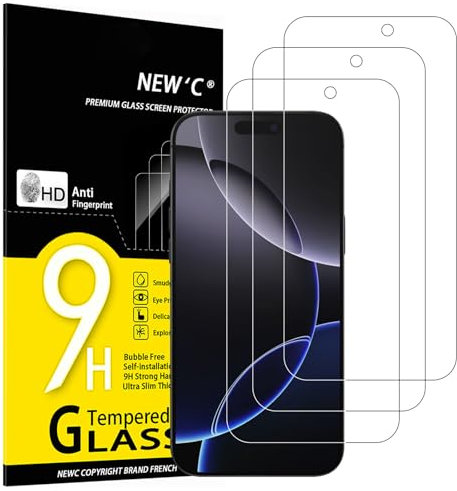 NEW'C 3 Stück für iPhone 16 Pro Max für Panzerglas (6,9 Zoll), Frei von Kratzern, 9H Härte, HD Displayschutzfolie, 0.33mm Ultra-klar, Ultrabeständig folie