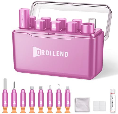 Ordilend for iPhone Cleaning Kit for Charging Port Cleaner, Multi-Tool iPhone Cleaner Repair Lightning Cable, Cell Phone Cleaning Kit for iPad, Connector, Speaker, Airpod with Storage Case, Pink