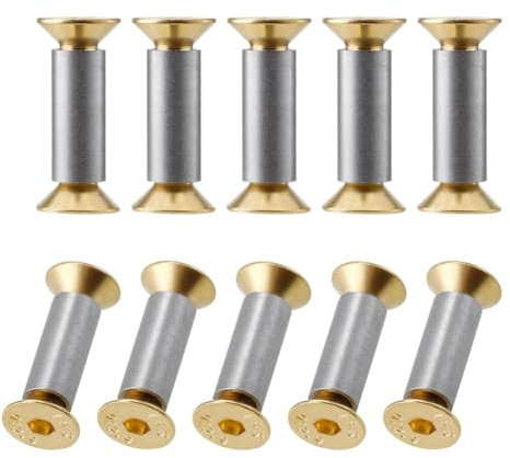 Cpolebev 10 Packs Knife Handle Screws Rivets Bolts Fasteners Gold Hex Flat Screws Knives Maker Screws
