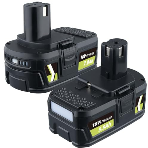 ZEERISA 7.0Ah High Capacity 18V P108 Lithium Battery Replacement Compatible with Ryobi 18V Battery ONE+ Plus P108 P102 P103 P104 P105 P107 P109 P122 PBP005 RB18L50 Cordless Power Tools (2 Pack)