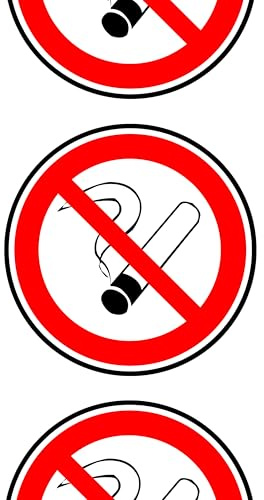 20 Stück Rauchen verboten Aufkleber mit Durchmesser 8 cm Sticker mit UV Schutz als Warnzeichen für Außen-und Innenbereich alternatives Rauchverbot Schild