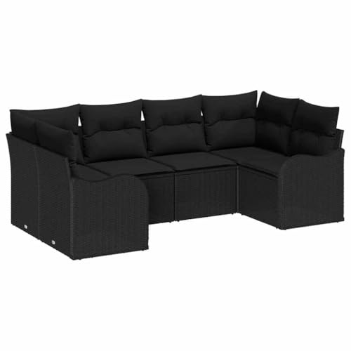 vidaXL Gartensofa-Set Schwarz Poly-Rattan, Garten und Terrasse, modernes Sofa-Set, modular, robust, UV-beständig, leichtes Design