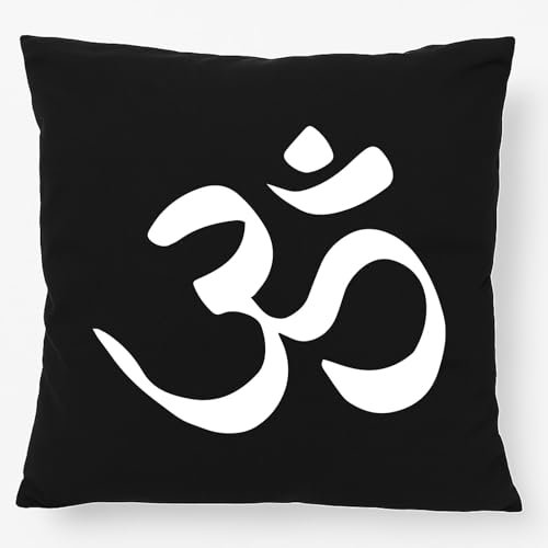 Huuraa Kopfkissen Yoga Symbol Geschenk 40x40cm mit Füllung Black Baumwolle Yoga-Om Deko