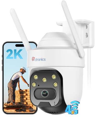 Ctronics 2K 4G LTE Überwachungskamera Aussen mit SIM Karte Farb-Nachtsicht | Kamera Überwachung Aussen Ohne Wlan, Menschenerkennung Auto Verfolgung, 2-Wege-Audio, TF/Cloud/FTP Speicher IP66 NO WLAN