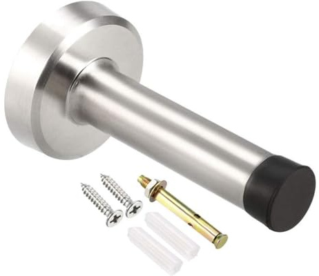 TA-VIGOR 80mm Height Door Stopper Wall Mounted with Screws, 201 Stainless Steel Door Stop with Dampening Rubber Bumper for Rooms, Front Doors, Patios, Garages, Offices
