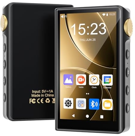 Lettore MP3 Hi-Fi con Bluetooth e WiFi, lettore musicale ad alta risoluzione ZAQE Android 12, DAC DSD senza perdita di dati Flac, Dotato di una scheda di memoria da 64 GB, supporta fino a 512 GB