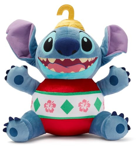 Disney Store Offizieller Stitch Holiday Plüsch, Lilo & Stitch Weihnachts-Stofftiere, 35,6 cm, Disney-Plüsch, mit Weihnachtsdekoration, Kostüm mit metallischen Akzenten