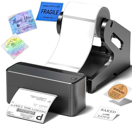 Phomemo New Bluetooth Thermal Label Printer with Label Holder | 4x6 Shipping Label Printer for Postage, Compatible with Android, iPhone, Windows & Mac, for Hermes, Shopify, Royal Mail