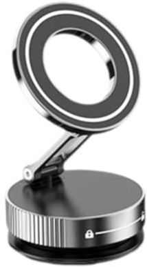 TsoLay Car Mount Vacuum Magnetic Holder Foldable Strong Suction Stand with Metal Hinges for Cell Phone Sliver