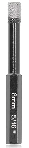 Diamond Hole Saw Drill Bit 8mm Hex Shank Dry Cut Ceramic Tile Opener Durable Alloy Body for Marble Granite Quartz Stone