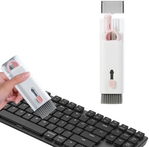 7 In 1 Laptop Screen Keyboard Cleaner Kit,All-in-One Electronics Cleaning kit Tool Keyboard Brush with Keycap Puller for Tablet,PC,Cell Phones,Earbuds Camera,Lens,Monitor Screen Cleaner (Pink)