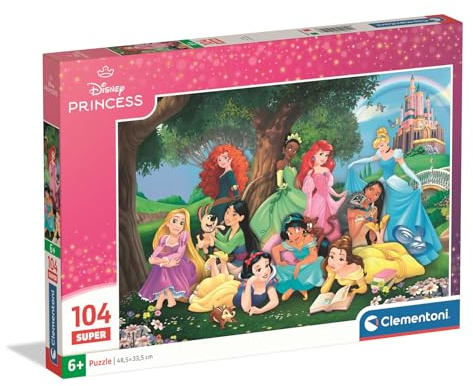 Clementoni Supercolor Disney Princess - Puzzle 104 Teile | ab 6 Jahren - buntes Kinderpuzzle mit besonderer Leuchtkraft & Farbintensität - Puzzle für Kinder 25019