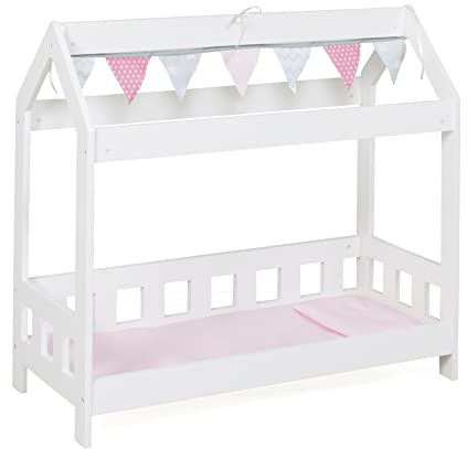 Bayer Chic 2000 Puppenbett Cabin Stars Grau | Puppenmöbel Bett 56cm 507-95 | Modernes Cabin-Puppenbett im Stars Grau Design. Stabiles Gestell, gemütlicher Schlafplatz & ideal für Puppen bis 50 cm.