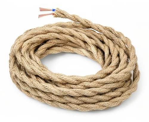 LteelDay 5m Cable de Cuerda de Cáñamo, 2 Hilos 0,75mm² Cobre Puro