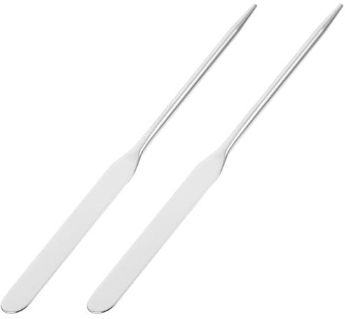 LABRIMP Make Up Spatel 2 Stück mit Komfortablem Griff aus Edelstahl und Leicht zu Reinigender Oberfläche und Präzises Auftragen von Foundation in Silber für Nail Art