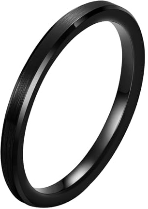 Mesnt Wolframcarbid Ringe, Herren Damen 2MM/4MM/6MM/8MM/10MM Gebürstete Verlobungsringe mit abgeschrägtem Rand