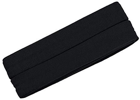 Zierstoff einfach nähen Unifarbenes Schrägband, Jersey, vorgefalzt, 20 mm breit - 2 Packungen á 3 Meter, Schwarz