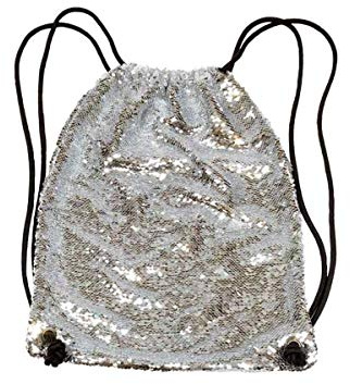 bb klostermann Pailletten- Rucksack/Turnbeutel in Wendeoptik, Silber 34x44cm