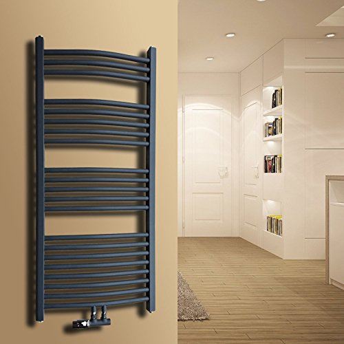 Gulfstream Komfort Badheizkörper 1800 x 600 mm gebogen Hochwertiger Handtuchheizkörper in Anthrazit Handtuchwärmer