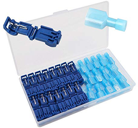 Senven®60Pcs(30 Paia) Terminale Di Linea t-Tap Avanzato,Connettore Del Cavo Connettore Rapido Autoesfoliante e Kit Connettore Terminale Spade Maschio Completamente Isolato - (Blu 60pcs)