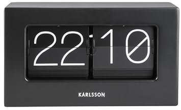 Karlsson Tischuhr Boxed - Flip - Schwarz - 20,5x7x11,5cm - Rechteck - Gummiholz - Standuhr - Tisch Uhr